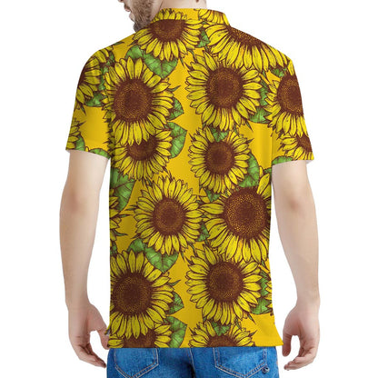 Classic Vintage Sunflower Pattern Print Men's Polo Shirt