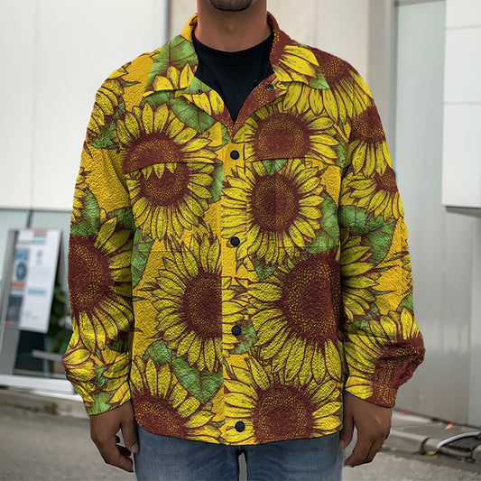 Classic Vintage Sunflower Pattern Print Men's Shirt Jacket