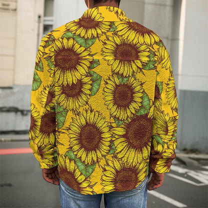 Classic Vintage Sunflower Pattern Print Men's Shirt Jacket
