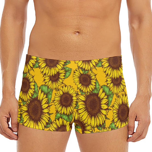 Classic Vintage Sunflower Pattern Print Men's Short Boxer Briefs
