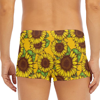 Classic Vintage Sunflower Pattern Print Men's Short Boxer Briefs