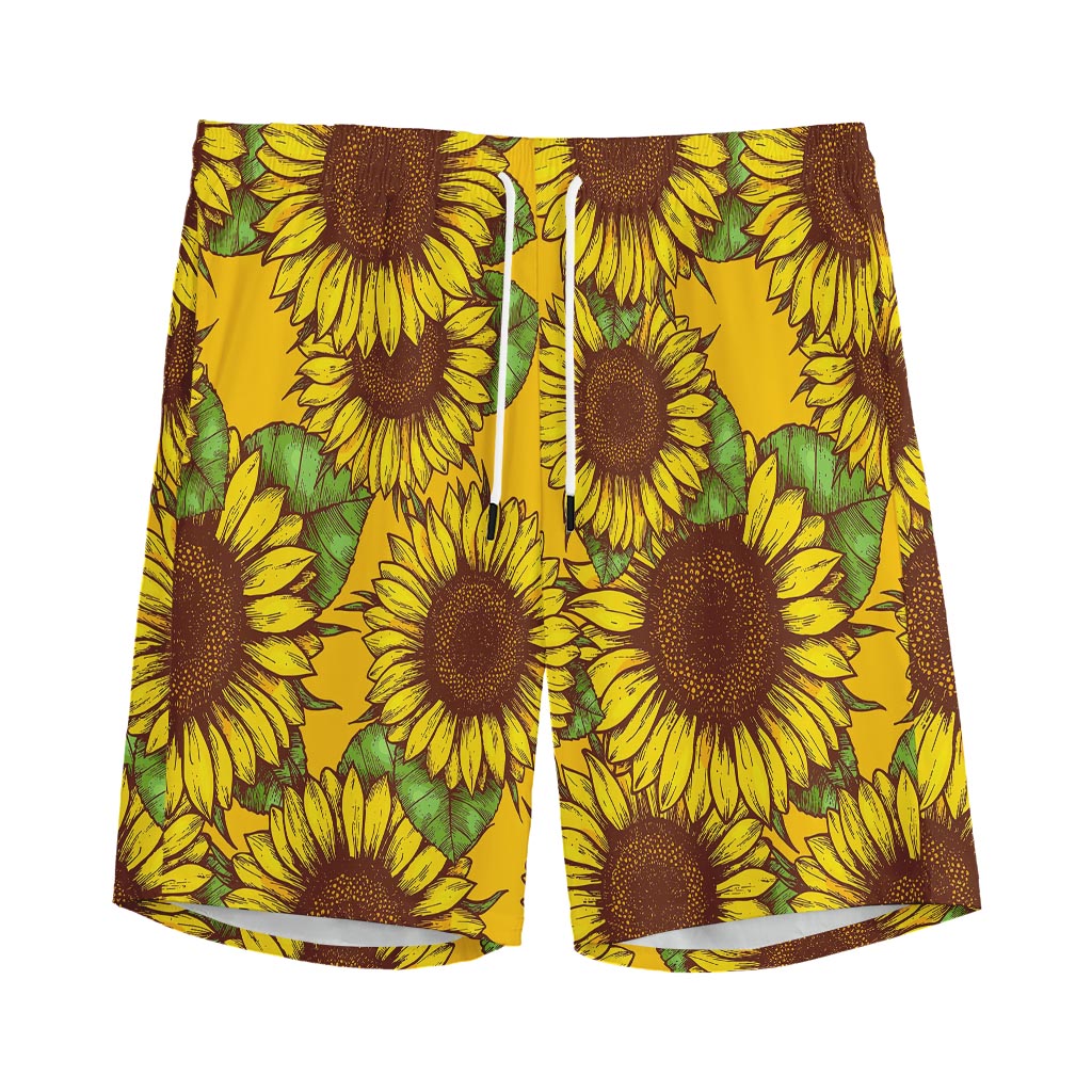 Classic Vintage Sunflower Pattern Print Men's Sports Shorts