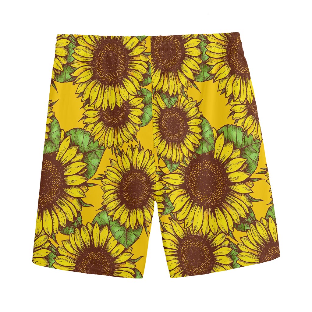 Classic Vintage Sunflower Pattern Print Men's Sports Shorts