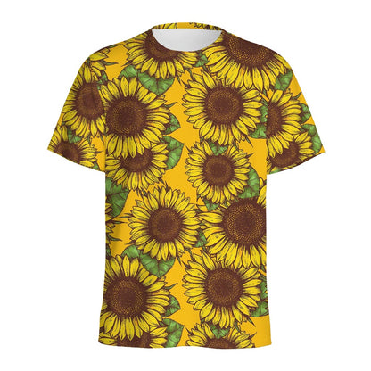 Classic Vintage Sunflower Pattern Print Men's Sports T-Shirt