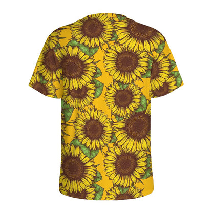 Classic Vintage Sunflower Pattern Print Men's Sports T-Shirt
