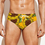 Classic Vintage Sunflower Pattern Print Men's Swim Briefs