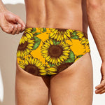 Classic Vintage Sunflower Pattern Print Men's Swim Briefs