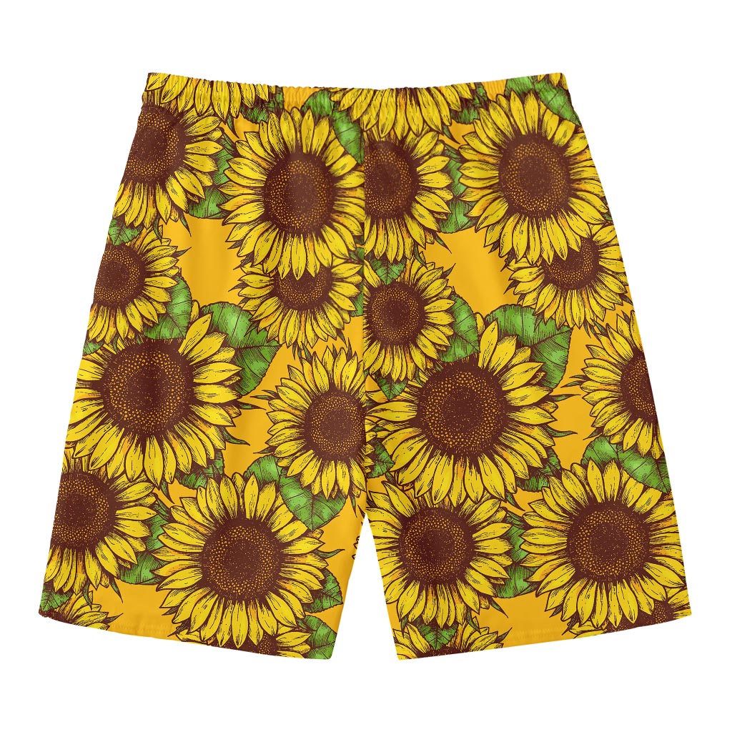 Classic Vintage Sunflower Pattern Print Men's Swim Trunks