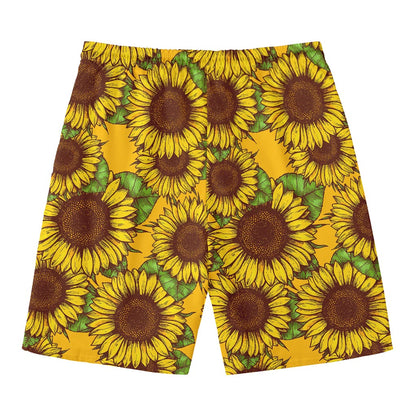 Classic Vintage Sunflower Pattern Print Men's Swim Trunks