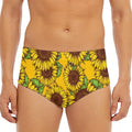 Classic Vintage Sunflower Pattern Print Men's Triangle Swim Briefs
