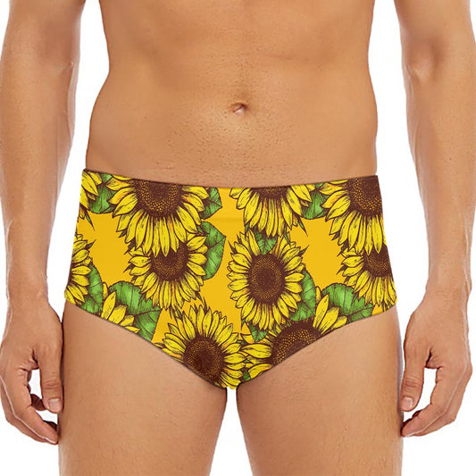 Classic Vintage Sunflower Pattern Print Men's Triangle Swim Briefs