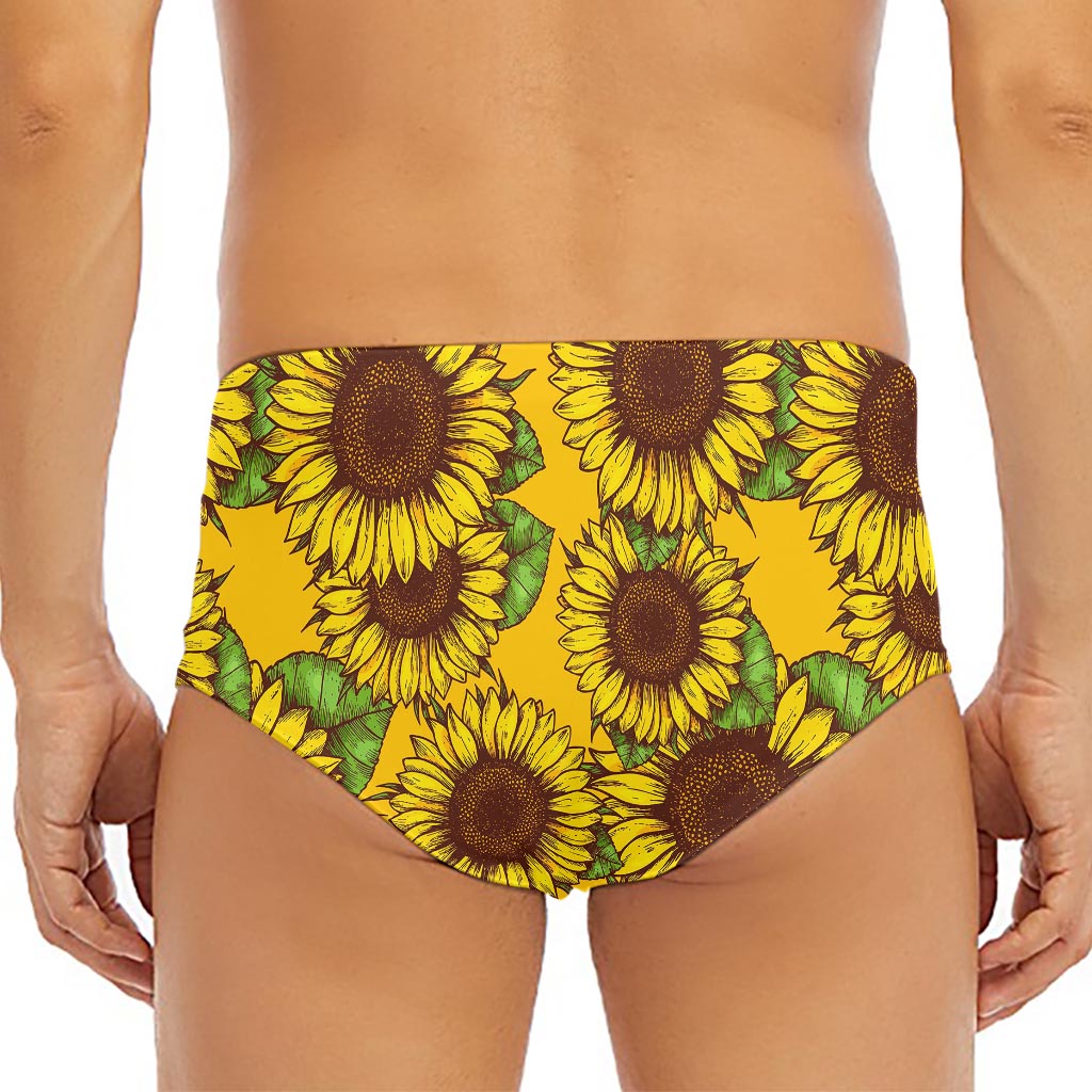 Classic Vintage Sunflower Pattern Print Men's Triangle Swim Briefs