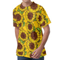 Classic Vintage Sunflower Pattern Print Men's Velvet T-Shirt