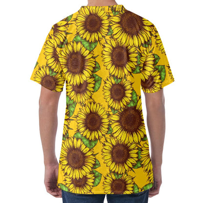 Classic Vintage Sunflower Pattern Print Men's Velvet T-Shirt