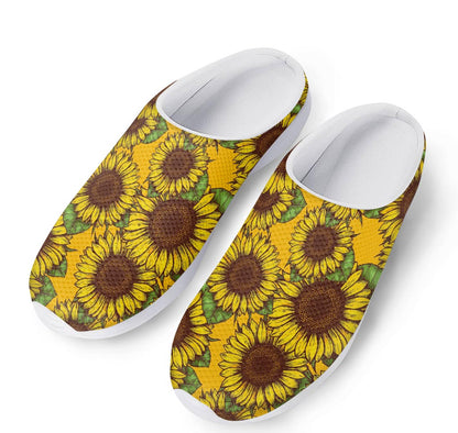 Classic Vintage Sunflower Pattern Print Mesh Casual Shoes
