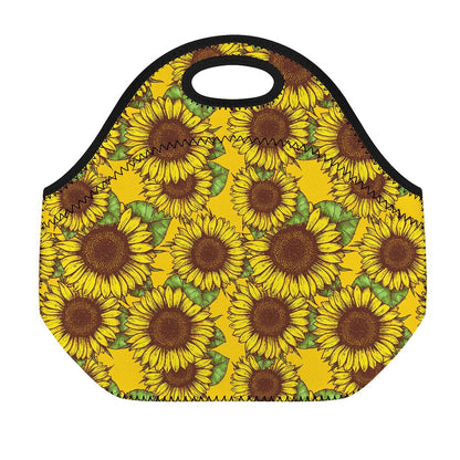 Classic Vintage Sunflower Pattern Print Neoprene Lunch Bag