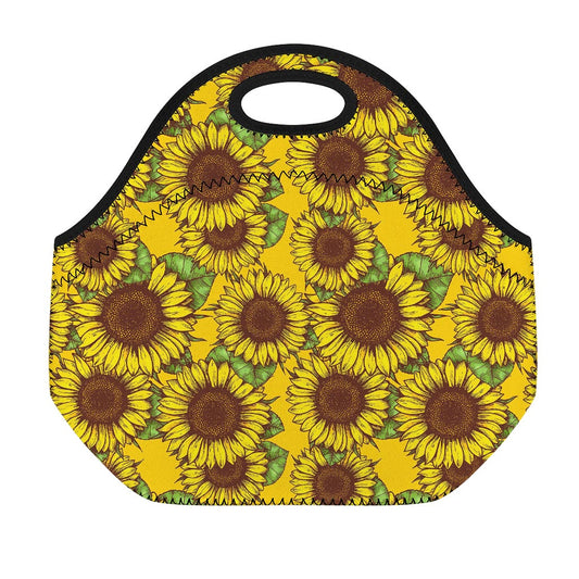 Classic Vintage Sunflower Pattern Print Neoprene Lunch Bag