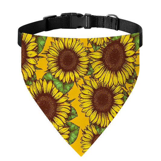Classic Vintage Sunflower Pattern Print Over The Collar Dog Bandana