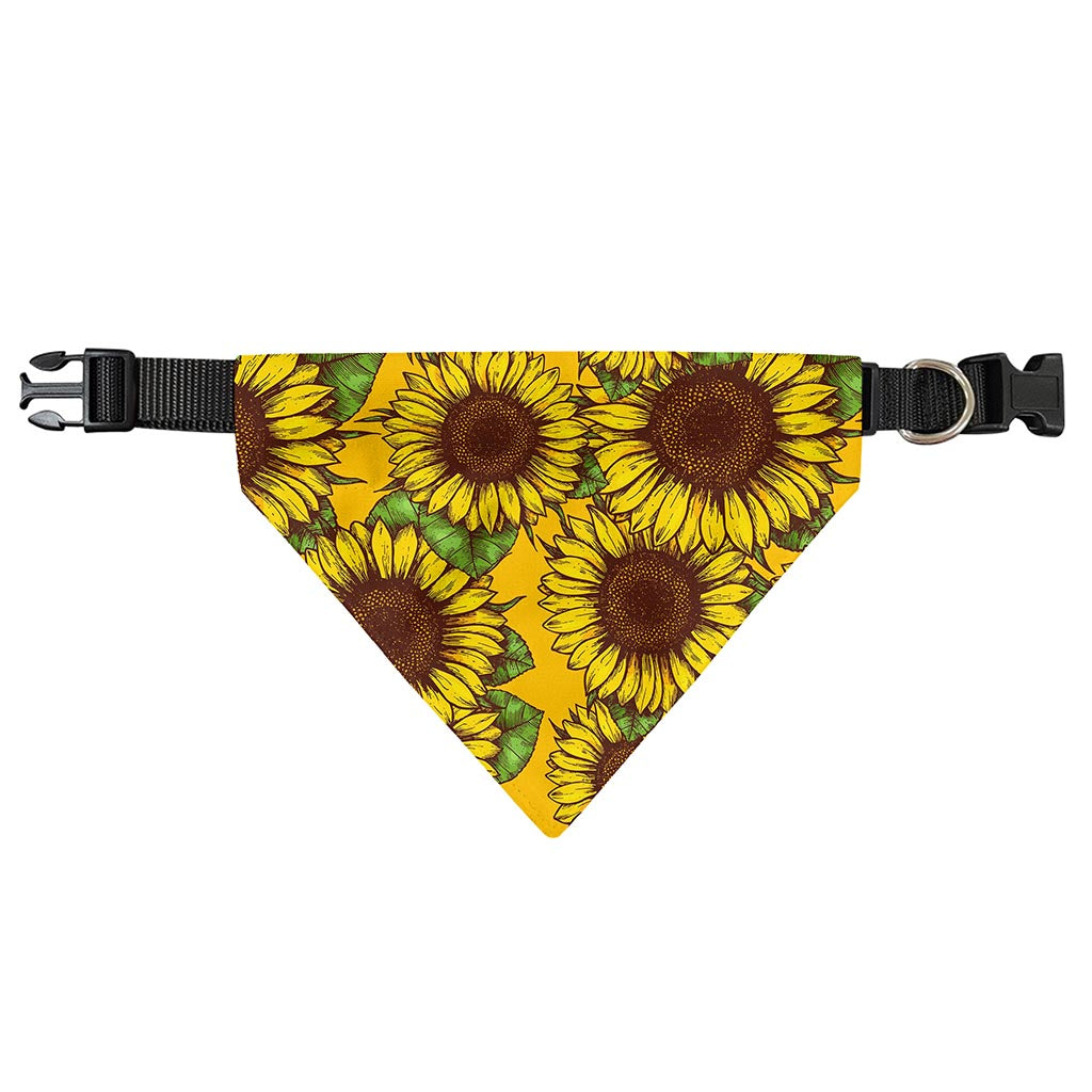 Classic Vintage Sunflower Pattern Print Over The Collar Dog Bandana