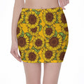 Classic Vintage Sunflower Pattern Print Pencil Mini Skirt