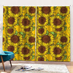Classic Vintage Sunflower Pattern Print Pencil Pleat Curtains
