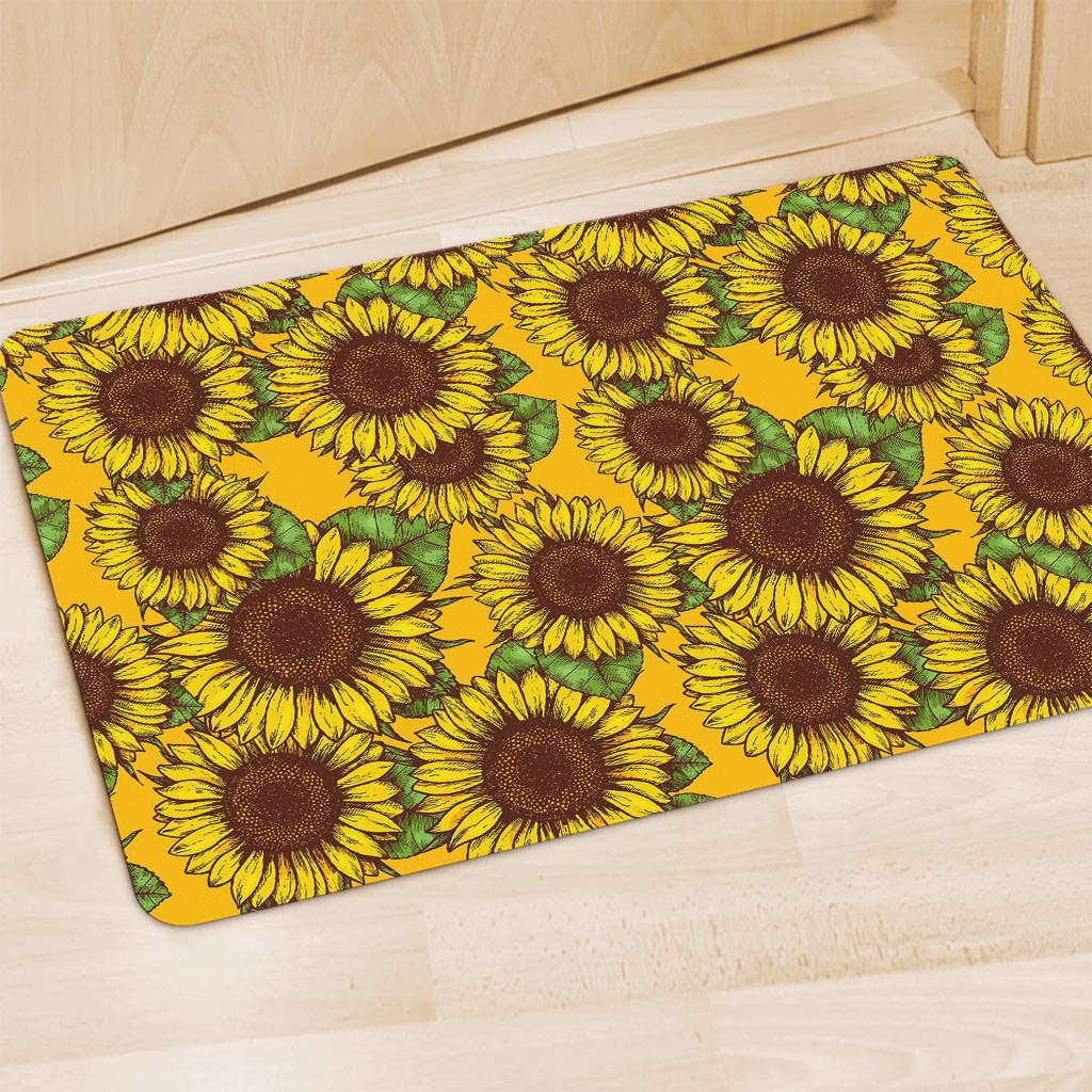 Classic Vintage Sunflower Pattern Print Polyester Doormat