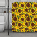 Classic Vintage Sunflower Pattern Print Polyester Shower Curtain