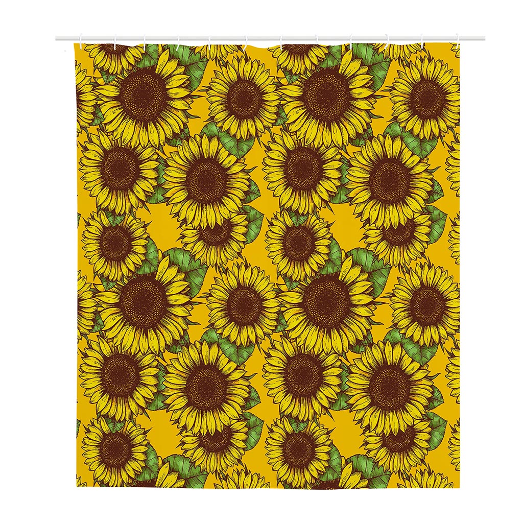 Classic Vintage Sunflower Pattern Print Polyester Shower Curtain