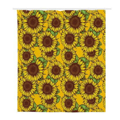 Classic Vintage Sunflower Pattern Print Polyester Shower Curtain