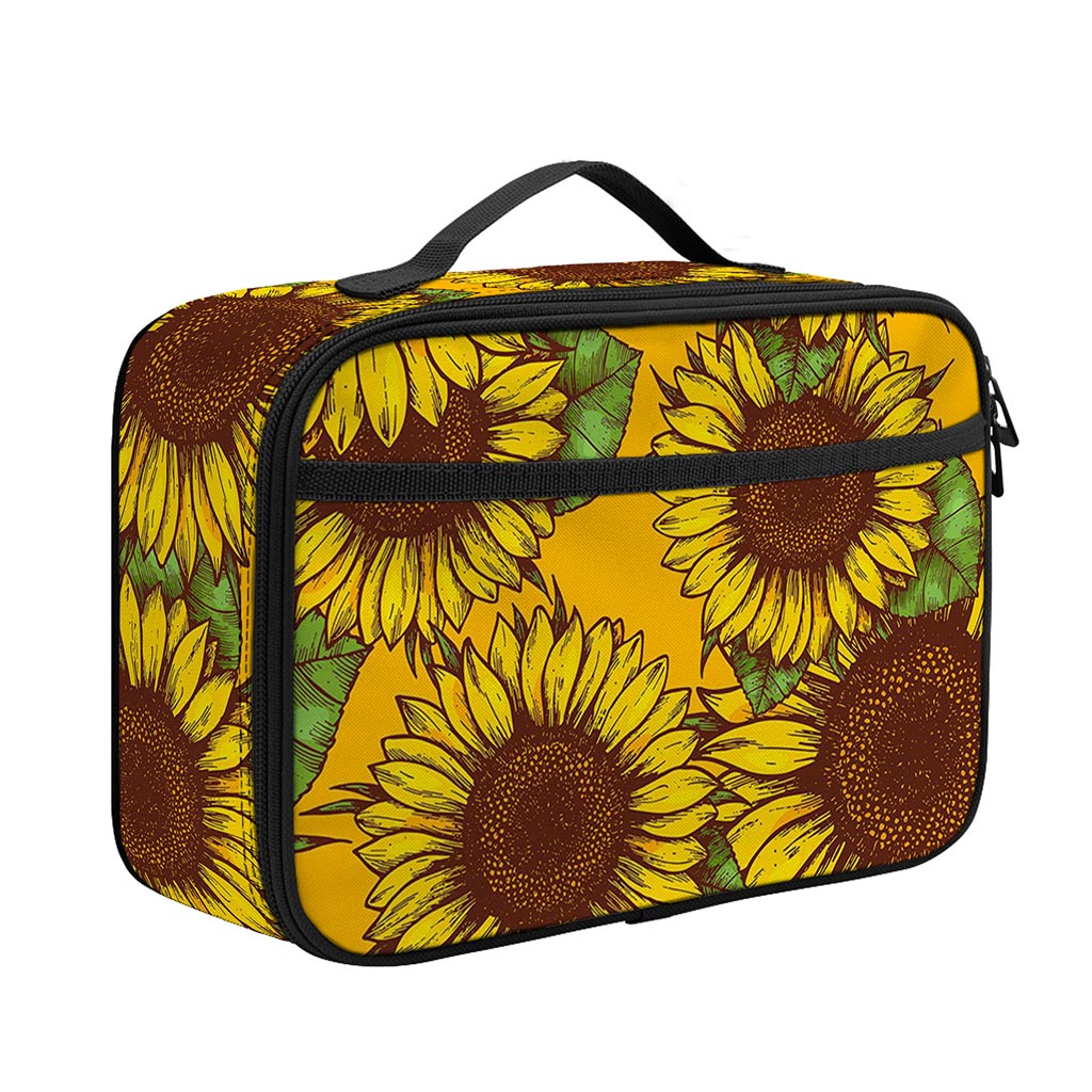 Classic Vintage Sunflower Pattern Print Portable Lunch Bag