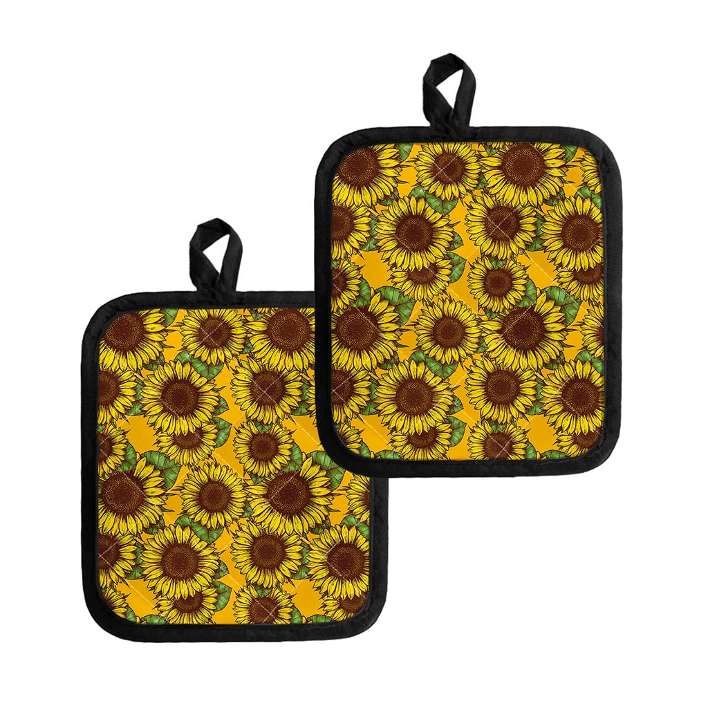 Classic Vintage Sunflower Pattern Print Pot Holders