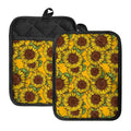 Classic Vintage Sunflower Pattern Print Pot Holders With Pocket