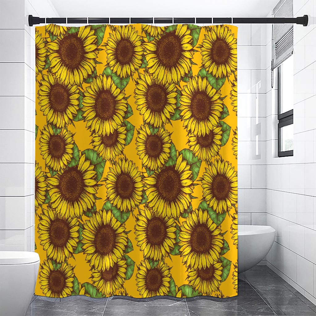 Classic Vintage Sunflower Pattern Print Premium Shower Curtain