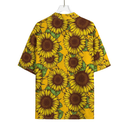 Classic Vintage Sunflower Pattern Print Rayon Hawaiian Shirt