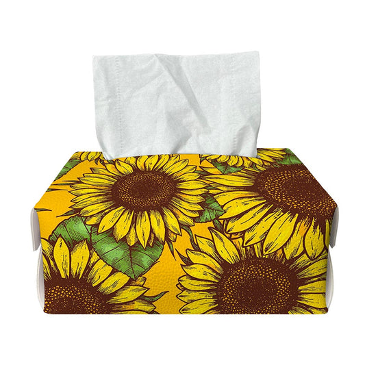 Classic Vintage Sunflower Pattern Print Rectangle Tissue Box Cover
