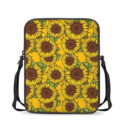 Classic Vintage Sunflower Pattern Print Rectangular Crossbody Bag