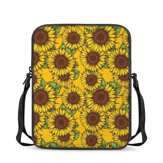 Classic Vintage Sunflower Pattern Print Rectangular Crossbody Bag