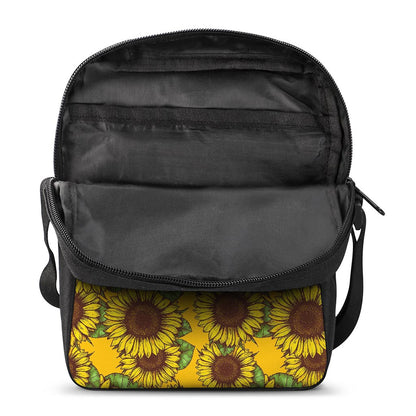Classic Vintage Sunflower Pattern Print Rectangular Crossbody Bag