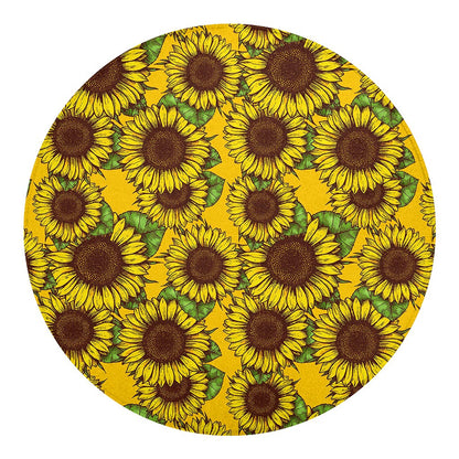 Classic Vintage Sunflower Pattern Print Round Blanket