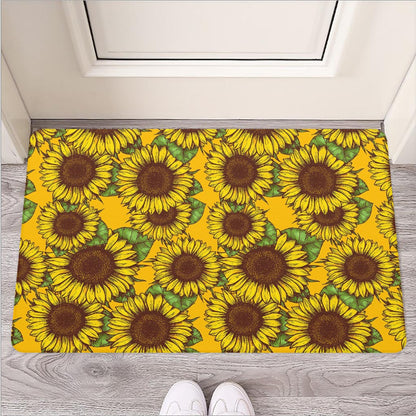 Classic Vintage Sunflower Pattern Print Rubber Doormat