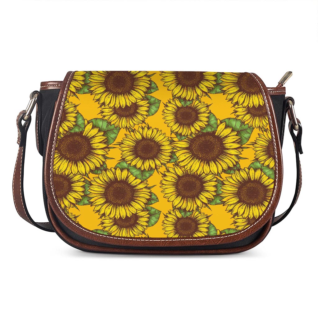 Classic Vintage Sunflower Pattern Print Saddle Bag