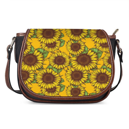 Classic Vintage Sunflower Pattern Print Saddle Bag