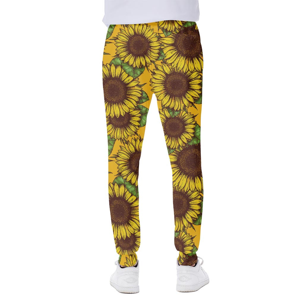 Classic Vintage Sunflower Pattern Print Scuba Joggers