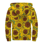 Classic Vintage Sunflower Pattern Print Sherpa Lined Zip Up Hoodie