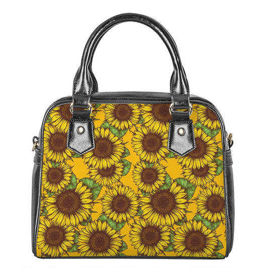 Classic Vintage Sunflower Pattern Print Shoulder Handbag