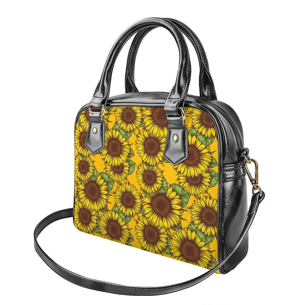Classic Vintage Sunflower Pattern Print Shoulder Handbag