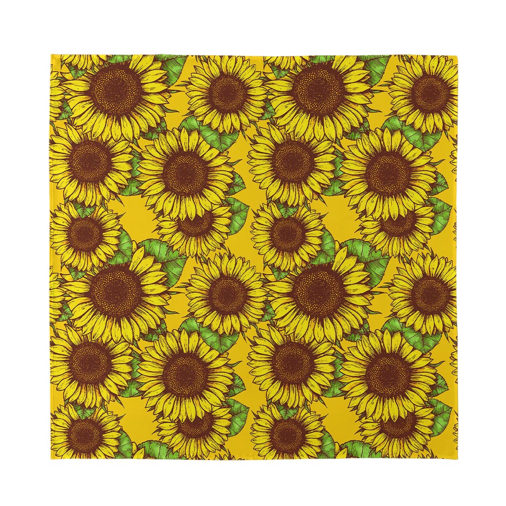 Classic Vintage Sunflower Pattern Print Silk Bandana