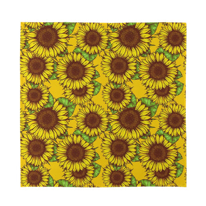Classic Vintage Sunflower Pattern Print Silk Bandana