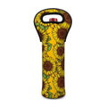 Classic Vintage Sunflower Pattern Print Single Neoprene Wine Tote