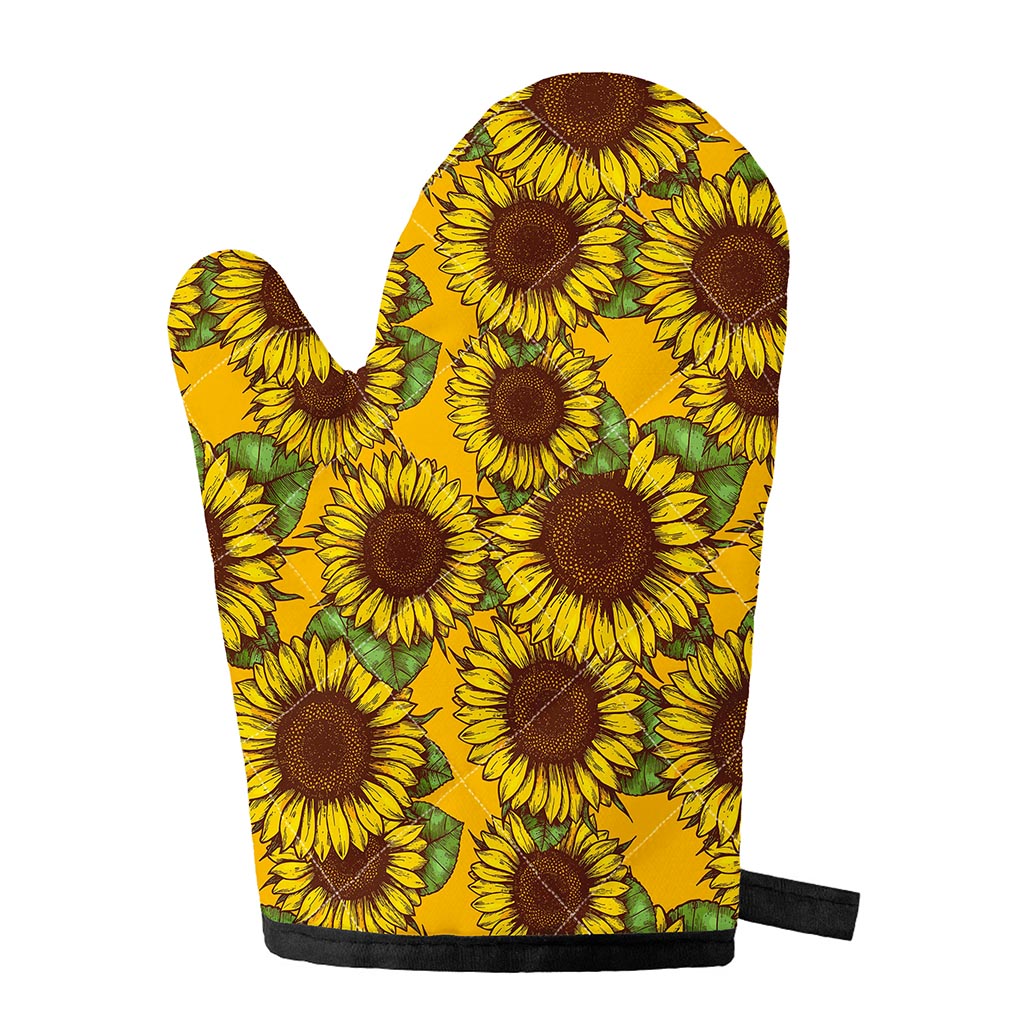 Classic Vintage Sunflower Pattern Print Single Oven Mitt